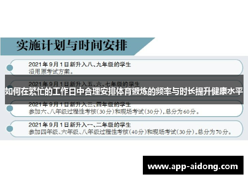 如何在繁忙的工作日中合理安排体育锻炼的频率与时长提升健康水平